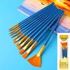 New 10 Pieces Painting Brushes Set Art Round Flat Hair Nylon Hair Paint Brush Pen For Oil Acrylic Watercolor School Art Supplies