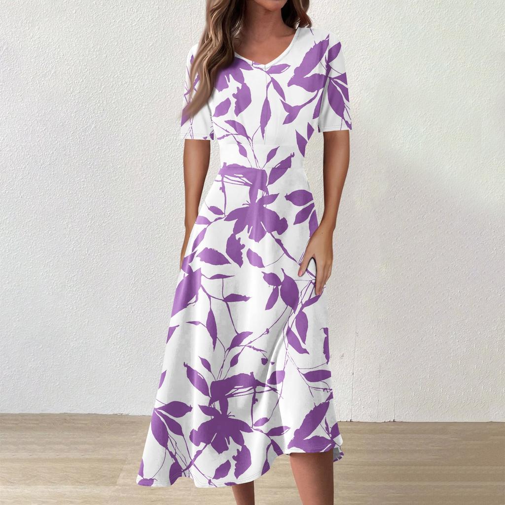 Женское повседневное модное платье-миди без рукавов с цветочным принтом и нерегулярным подолом с круглым вырезом