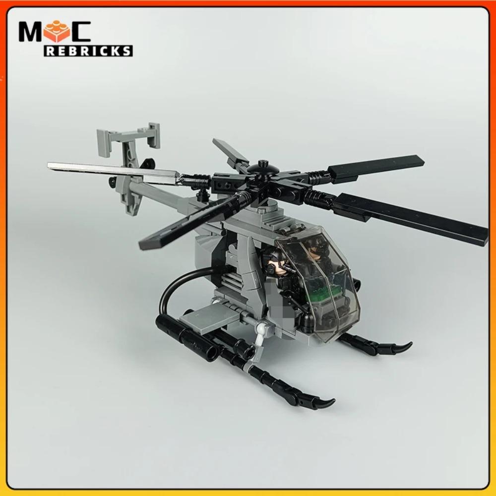 Военная серия Второй мировой войны Новые вертолеты MH-6 Little Bird с солдатами MOC Строительные блоки Самолет Стенд для демонстрации Кирпичи Игрушки Подарки