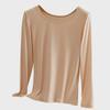 Женский модальный топ с длинным рукавом и круглым вырезом – Тонкий осенне-зимний свитер, Большой размер