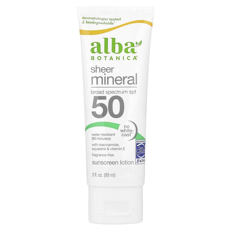 Sheer Mineral Sunscreen Lotion, SPF 50, Fragrance Free, 3 fl oz (89 ml)