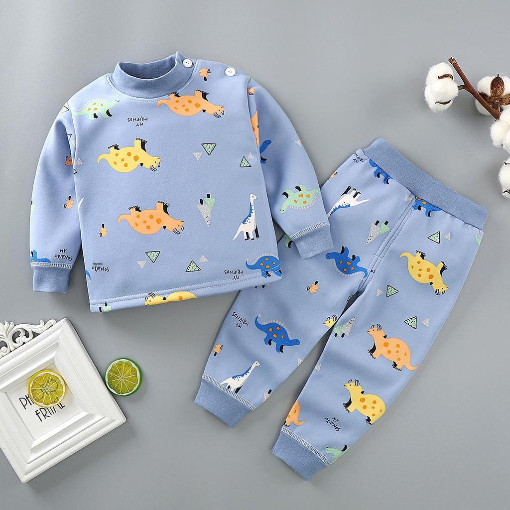 Baby Thermal Underwear Set: Plush, Thickened Two-Piece Pajamas for Boys and Girls