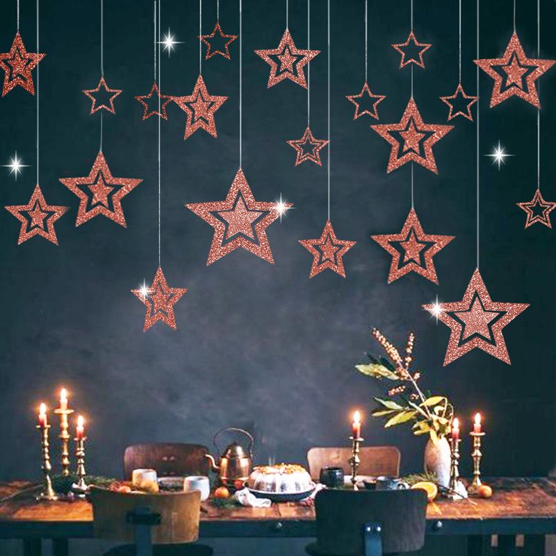 7pcs/lot Twinkle Star Paper Pendant Garland Ornaments Christmas Decorations for Home New Year Natal Noel Decor Navidad 2020