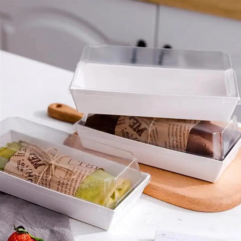 50pcs Macaron Boxes Plastic Dessert Cupcake Packaging  Sandwich Cases Container Wedding Party Supplies Swiss Roll