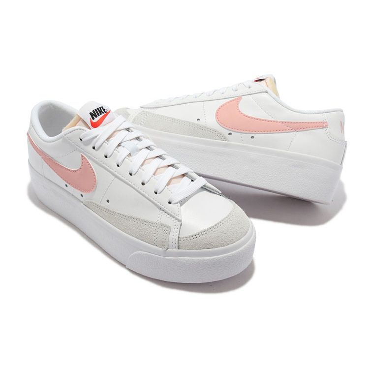 Nike Блейзер на низкой платформе, белые, розовые, глазурные женские кроссовки Summit-White Black DJ0292-103
