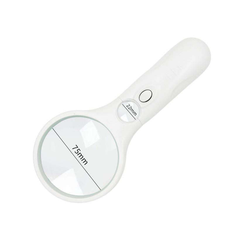 Лупа для чтения Chuda 3LED с 4 вариантами цвета, модель 6902AB, 45-кратная двойная линза, 75 мм