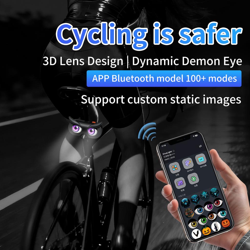 Devil's Eye Light, Bicycle, Bold Warning, Dynamic Light, Motorcycle, Electric Vehicle, Car Decoration Belt, Bluetooth App1PCS.