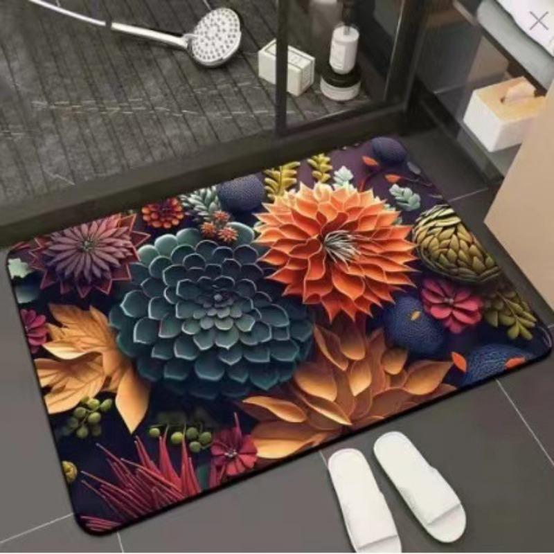 Light Luxury 3D Three-dimensional Flower Household Toilet Absorbent Mat Bathroom Toilet Diatom Mud Non-slip Carpet