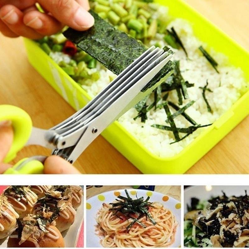 Stainless Steel Kitchen Scissors with Five Layers of Scallion Spice Shredded Food Office Paper Scissors