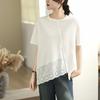 DIMANAF 2025 Новые летние топы больших размеров, футболки, повседневные футболки для женщин с коротким рукавом, однотонные, асимметричные, свободные, большие размеры