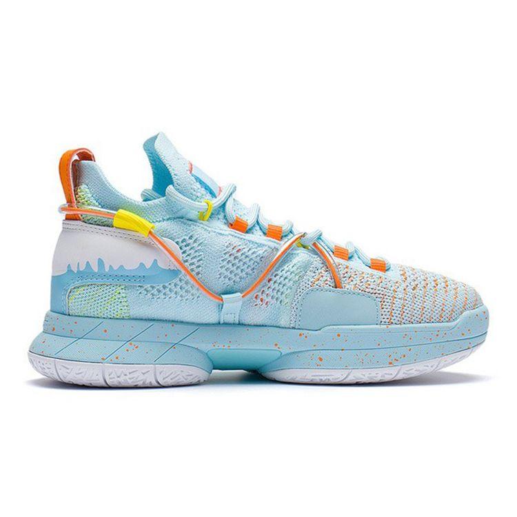 Баскетбольные кроссовки Li Ning Youth Flash 6 с противоскользящей подошвой, амортизирующей, износостойкой подошвой, средней высоты, детские баскетбольные кроссовки синего цвета YKBR024-9