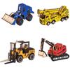 Haruju 3D Puzzle: Working Vehicles, 4-Piece Set, Wooden Craft Toy, Model, 3D