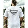 Men'S T-Shirt Black Unbreakable Skull Wings And Crossbones Graphic Print For Outdoor Adventure And Casual Wear, Plus Size