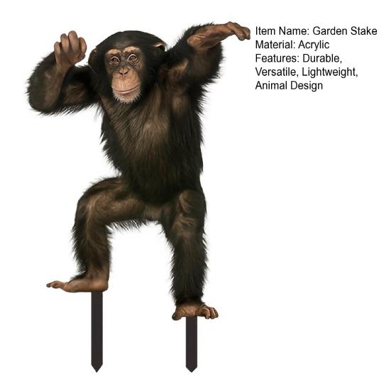 Акриловые садовые колышки Забавные фигурки животных для газона Енот Горилла Легко вставляемые садовые колышки для цветников Ландшафт