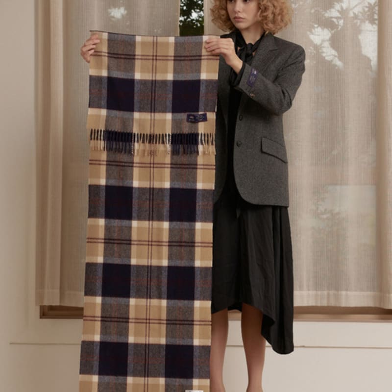 ABRAHAM MOON Шаль-шарф из мериносовой шерсти 50 см - Полузеленый темно-синий