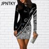 JPNTKY Женская мода осень-зима с длинным рукавом и круглым вырезом повседневные платья