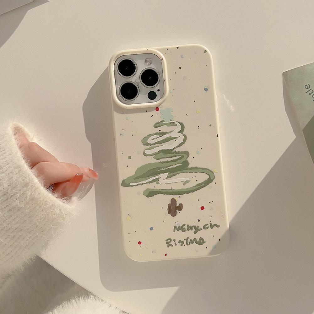 Милый чехол для телефона с изображением рождественской елки для iPhone 16 15 14 13 12 11 Pro Max X XS XR 8 7 Plus, новогодний подарок, противоударный, модный, трендовый чехол для телефона