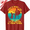 Style That's What Do I Pet Cats Play Guitars Unisex Cat and Guitar Graphic T-Shirt Cotton All-match Loose Regular Short Sleeve