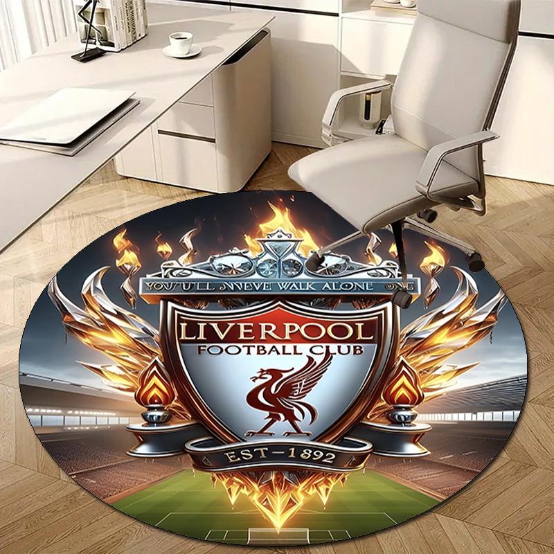 1pc L-Liverpool Print Round Carpet Chair Round Carpet Suitable for Bedroom Living Room Home Decorative Carpet
