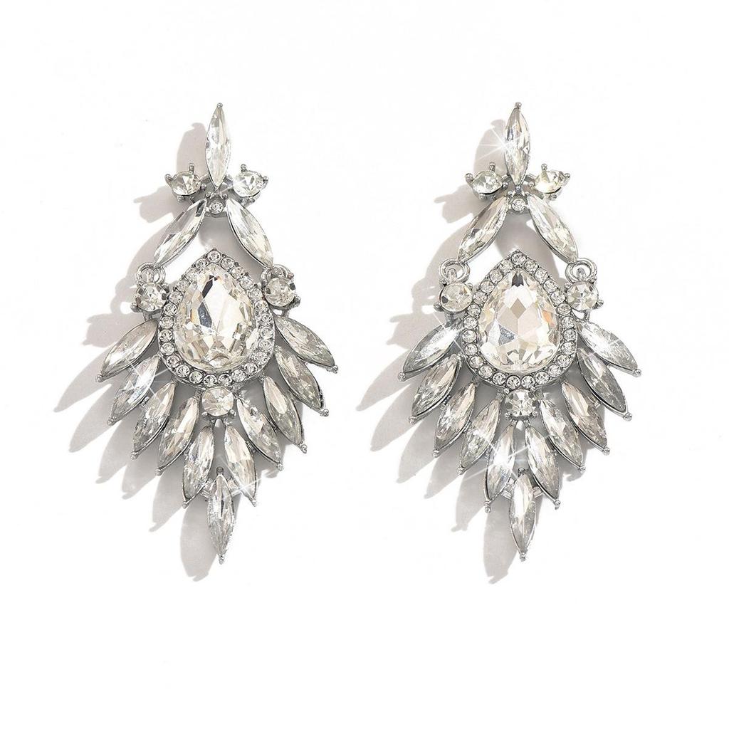 Elegant Rhinestone Inlaid Drop Earrings - Versatile Luxury Accessories for Banquet Dresses