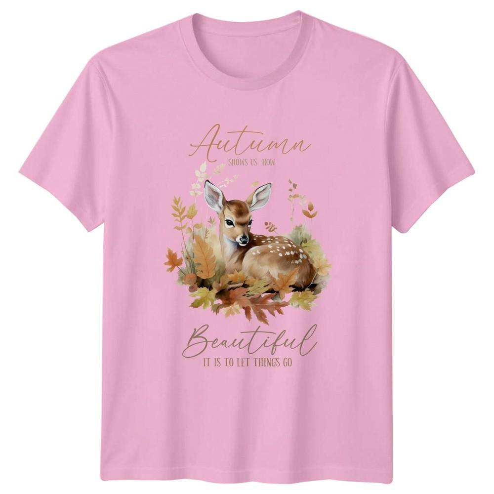 Autumn Shows Us How Beautiful Unisexs TShirt Fawn Watercolor Nature