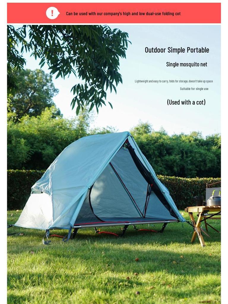 Single Person Off-Ground Camping Tent Bed with Mosquito Net, Windproof & UV Resistant