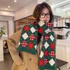 Red Christmas Tree Knitted Scarf Female Autumn and Winter Warm Green Wool Student Couple Christmas Gift Scarf Versatile