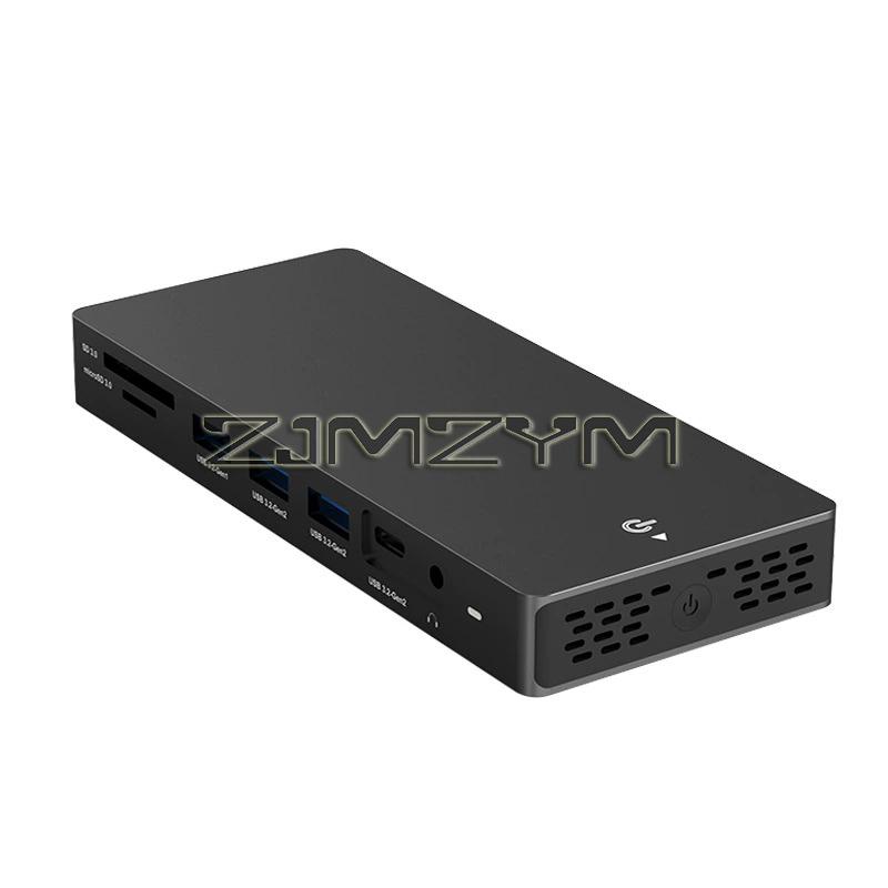 12 in 1 8K Dual HDMI DP Docking Station USB C HUB USB 3.2 GEN 2 SD/TF 100W 3.5mm Audio Adapter