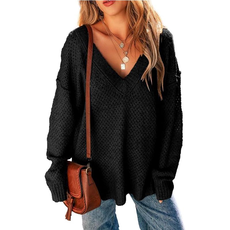 Осень и зима Европа и США V-образный вырез ленивый повседневный рукав длинный рукав уличный все