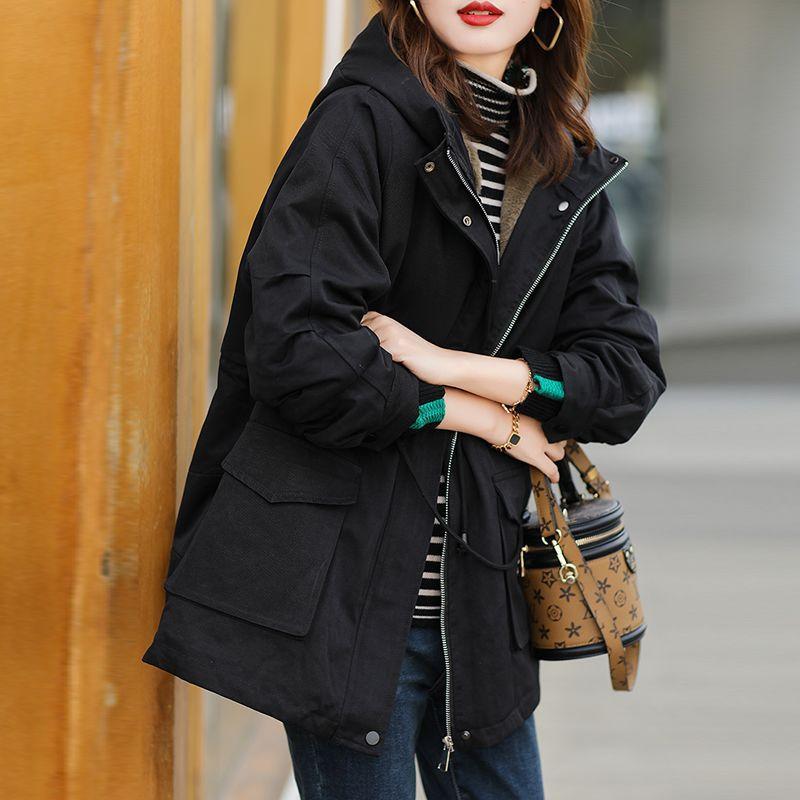 Jacket Women's Jacket Winter Plus Velvet Warm Temperament Hooded Cotton Loose Jacket