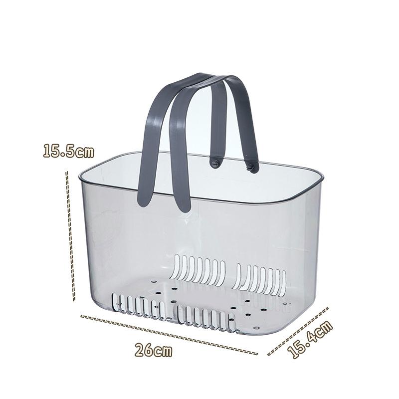 Корзина для хранения в ванной с полым дном и прозрачными ручками, легко сливаемая корзина для плавания, прочная переносная корзина-органайзер
