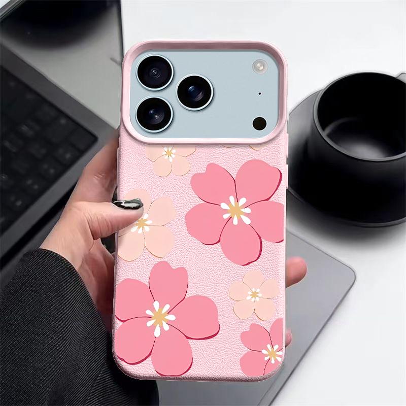 Силиконовый чехол для телефона с цветочным узором для iPhone 17 Pro Max 16 15 14 Pro Max 13 Pro Max 11 Ударопрочный чехол с текстурой мягкой кожи