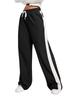 Contrasting Colour Block Elastic Waist Wide-leg Pants Casual Straight-leg Pants for Women Wide-leg