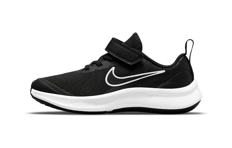 Nike Star Runner 3 Удобные, износостойкие, нескользящие и дышащие низкие детские кроссовки для бега Черно-белые DA2777-003