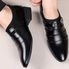 Classic Leather Shoes for Men Slip On Pointed Toe Oxfords Formal Wedding Party Office Business Casual Dress Shoes for Male