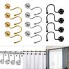 Set of 4 Practical Shower Curtain Rings Decorative Metal Hooks with Hollow Balls Designs for Bathroom Liners