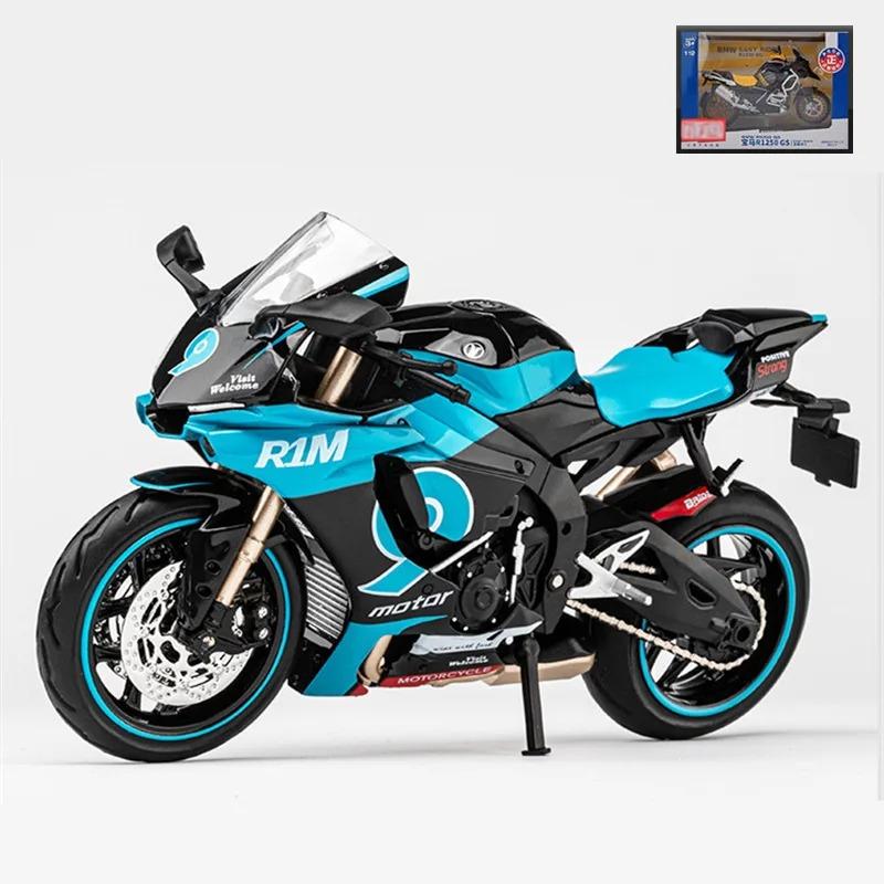 1/12 Yamaha YZF-R1M Alloy Racing Motorcycle Model Diecast Street Sports Motorcycle Model Simulation Sound and Light Детские игрушки Подарок