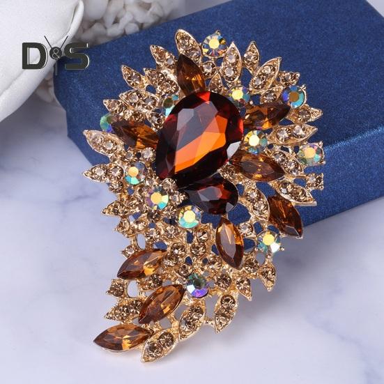 Vintage Crystal Brooch Anti-oxidation Anti-rust Alloy Lapel Pin Chic Colorful Crafted Pin Gift for Her
