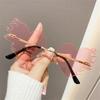 New Fashion Rimless Sunglasses Flame Unique Big Love Heart Eyewear Luxury Brand Designer Vintage Sun Glasses Shades UV400