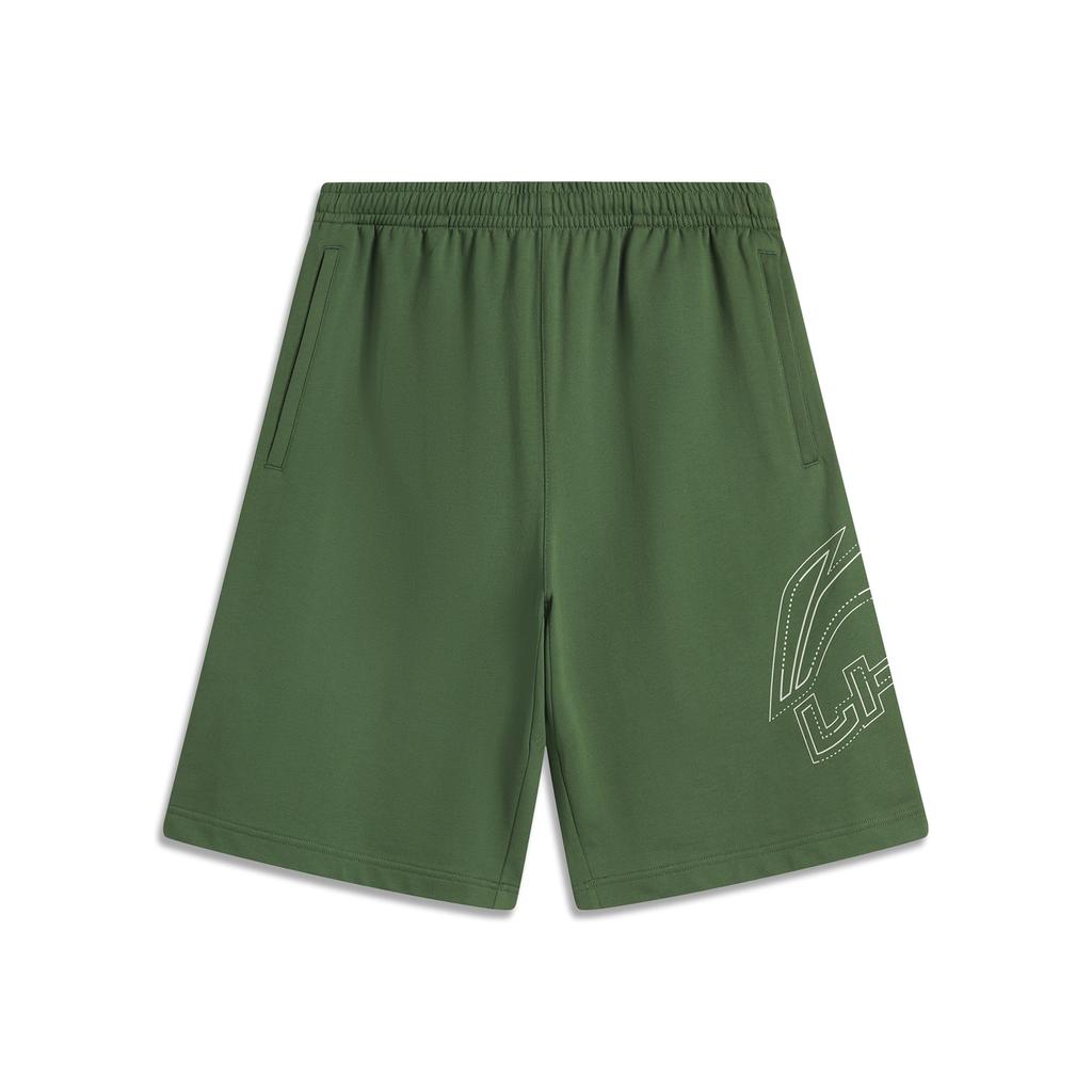 Li Ning Серия Life Спорт Минималистичные Однотонные Эластичные с Буквами Повседневные Шорты Мужские шорты Темно-Дико-Зеленый AKSV529-3