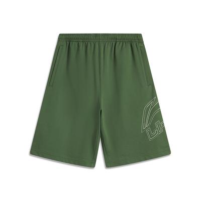 Li Ning Серия Life Спорт Минималистичные Однотонные Эластичные с Буквами Повседневные Шорты Мужские шорты Темно-Дико-Зеленый AKSV529-3