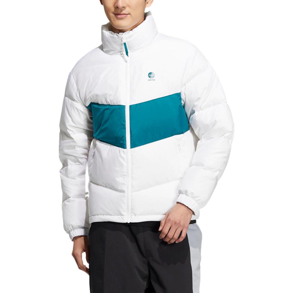 adidas Neo Logo Print Воротник-стойка Пуховик на молнии с длинными рукавами Верхняя одежда унисекс Белый HM6174