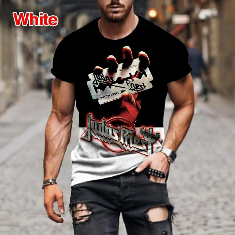 New Rock Judas Priest Band 3D Printed t shirts Men Women Hip Hop Short Sleeve T-shirt Tops Fashion Oversized Street Man Clothing