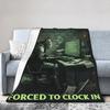 Born to Quest Forced to Clock In Meme Blankets  Flannel Throw Blanket Airplane Travel Decoration Soft Warm Bedspreads,