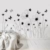 New Black Flowers Butterfly Wall Stickers Living Room Bedroom Headboard Background Wall Mural Flowers Poster Decorative Wallpaper Art