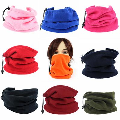 Unisex Faux Fleece Drawstring Scarf Solid Color Winter Outdoor Neck Warmer Adjustable Windproof Scarf Men Fashion Snood Scarves
