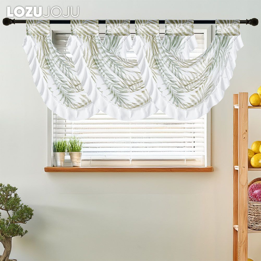 1 шт. LOZUJOJU с весенним принтом и рюшами по краям, легкая и тонкая занавеска для декора маленького окна 70x42 см
