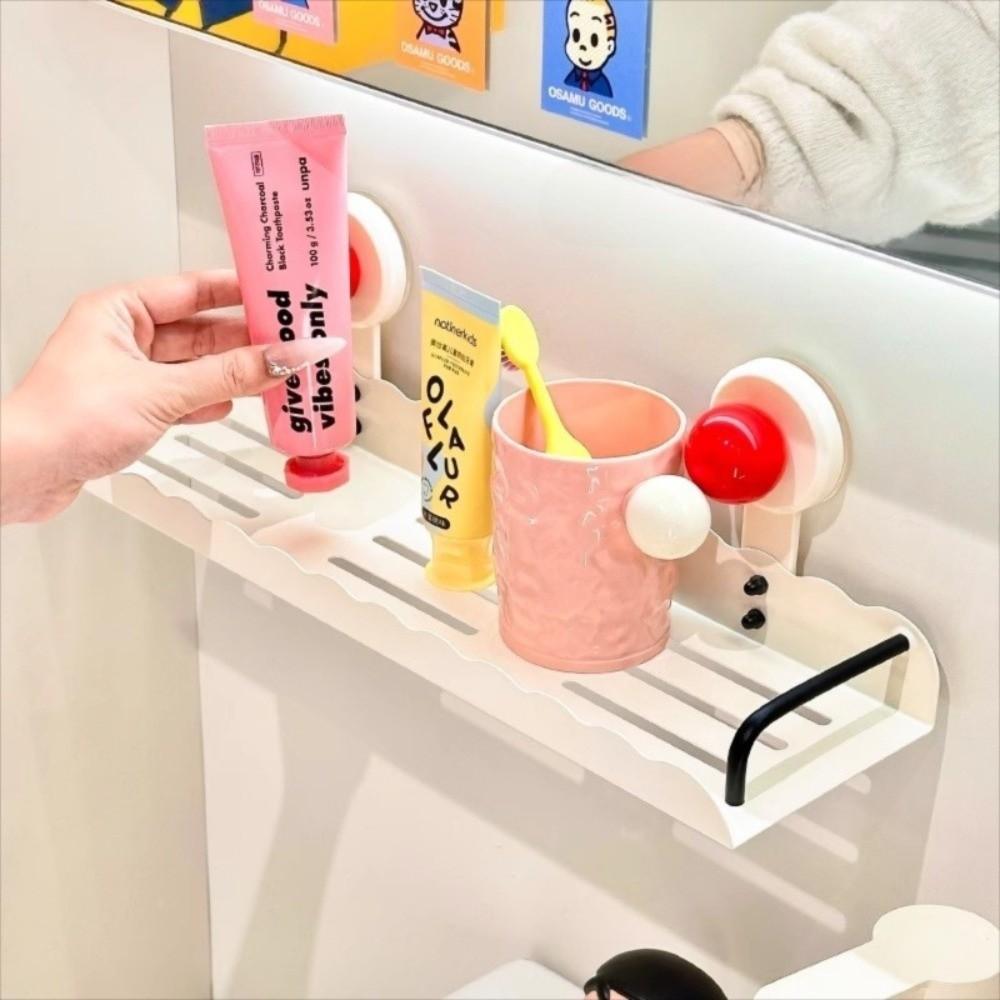 Dopamine Suction Cup Storage Shelf Punch Free Shower Shampoo Rack Bathroom Storage Rack  for Home