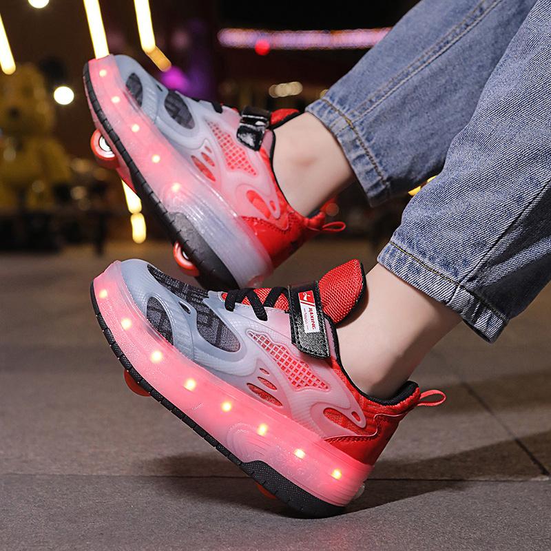 Детские/мальчики двухколесные съемные плоские перезаряжаемые светодиодные светящиеся кроссовки женские светящиеся кроссовки