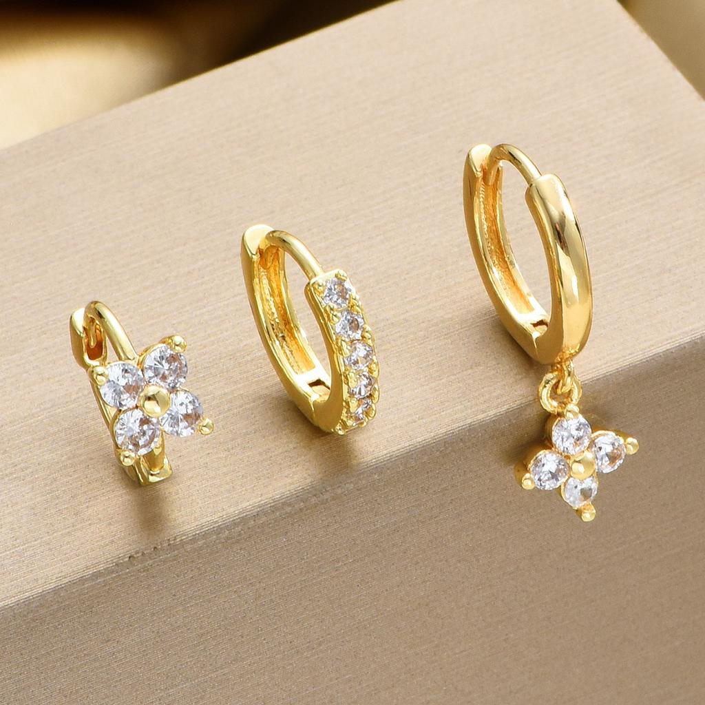 Luxury Cubic Zirconia Earring Clips Set for Women Delicate Gold Color Ear Stack Jewelry Minimalist Piercing Accessories Gifts